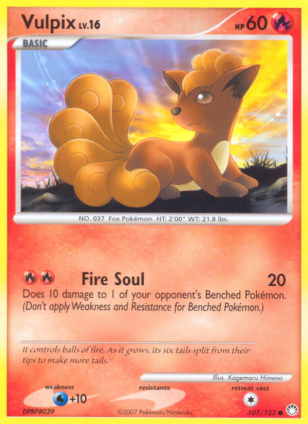 Vulpix (107/123) [Diamond & Pearl: Mysterious Treasures] | Card Merchant Takapuna