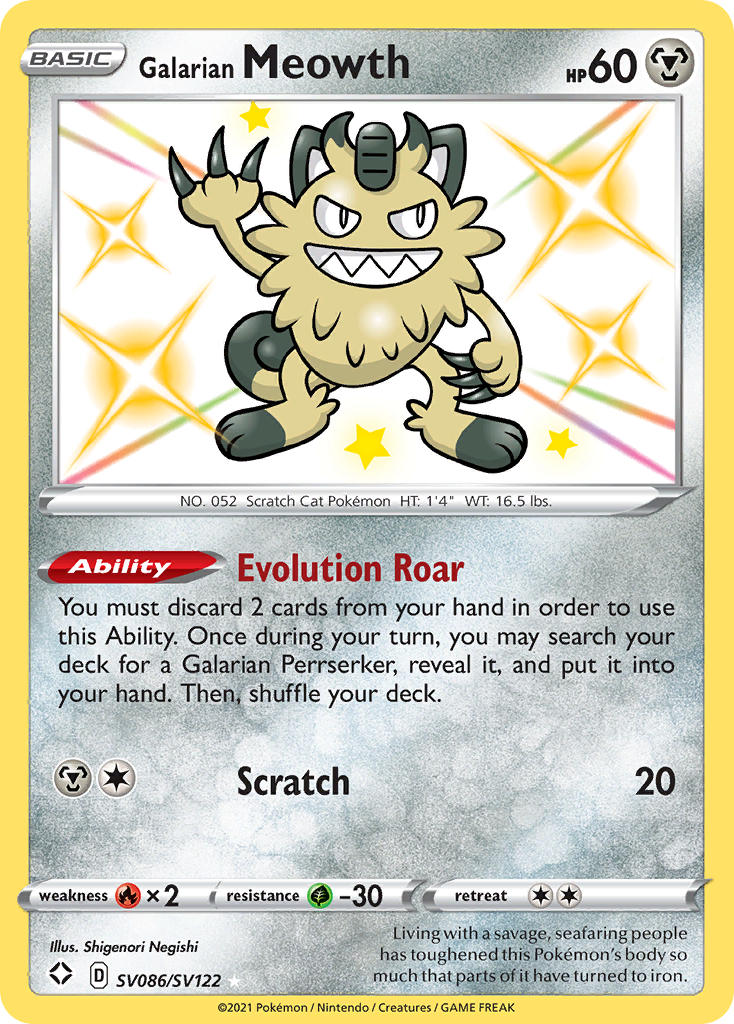 Galarian Meowth (SV086/SV122) [Sword & Shield: Shining Fates] | Card Merchant Takapuna
