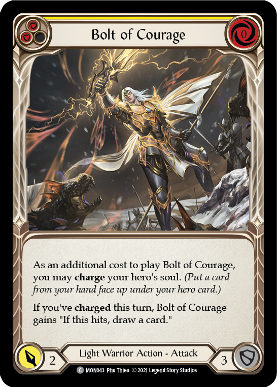 Bolt of Courage (Yellow) [MON043-RF] (Monarch)  1st Edition Rainbow Foil | Card Merchant Takapuna