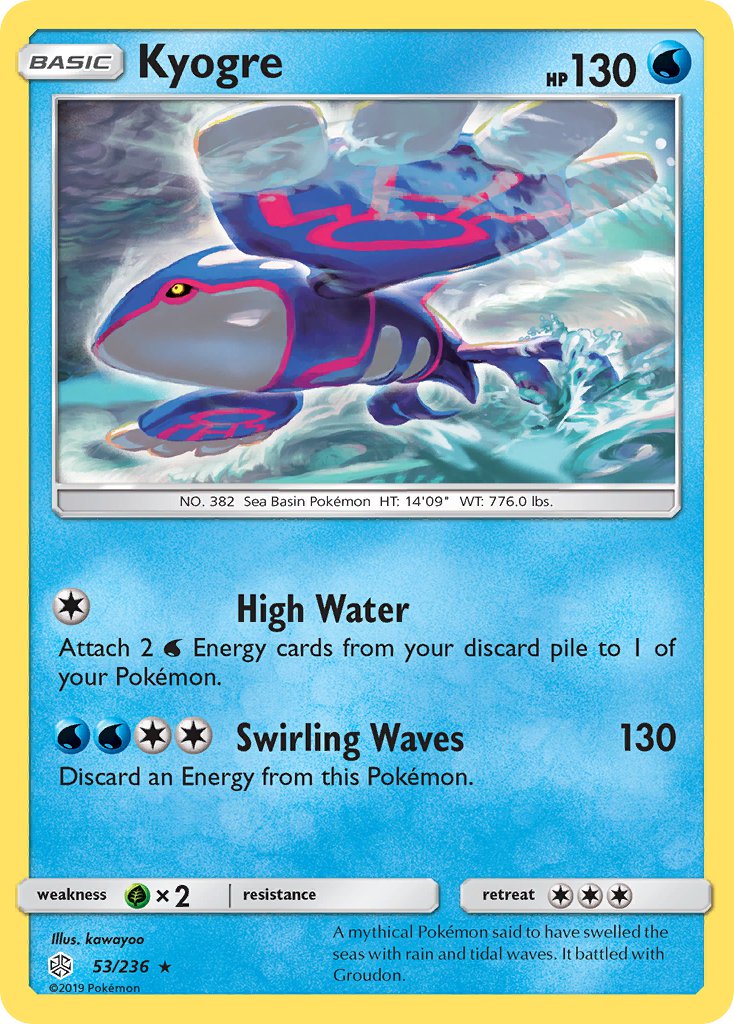 Kyogre (53/236) (Cracked Ice Holo) (Theme Deck Exclusive) [Sun & Moon: Cosmic Eclipse] | Card Merchant Takapuna