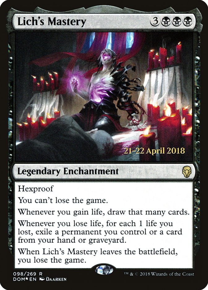 Lich's Mastery [Dominaria Prerelease Promos] | Card Merchant Takapuna