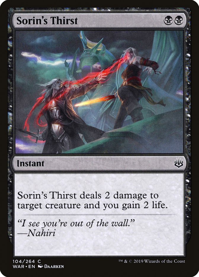 Sorin's Thirst [War of the Spark] | Card Merchant Takapuna