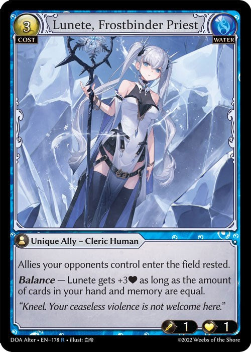 Lunete, Frostbinder Priest (178) [Dawn of Ashes: Alter Edition] | Card Merchant Takapuna