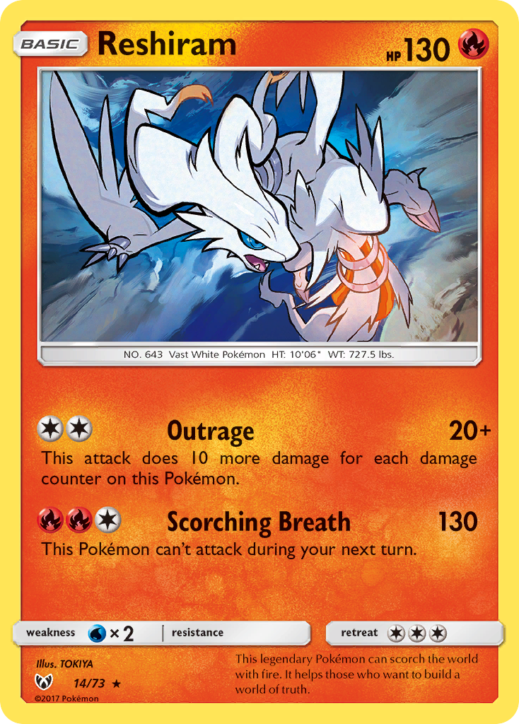 Reshiram (14/73) [Sun & Moon: Shining Legends] | Card Merchant Takapuna