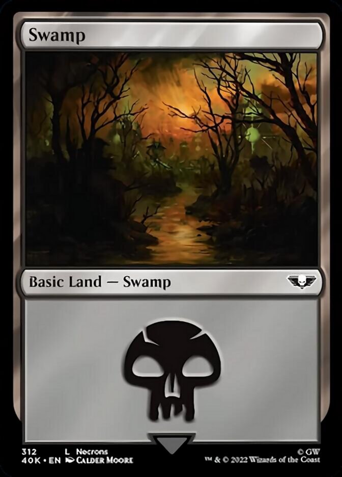 Swamp (312) (Surge Foil) [Warhammer 40,000] | Card Merchant Takapuna
