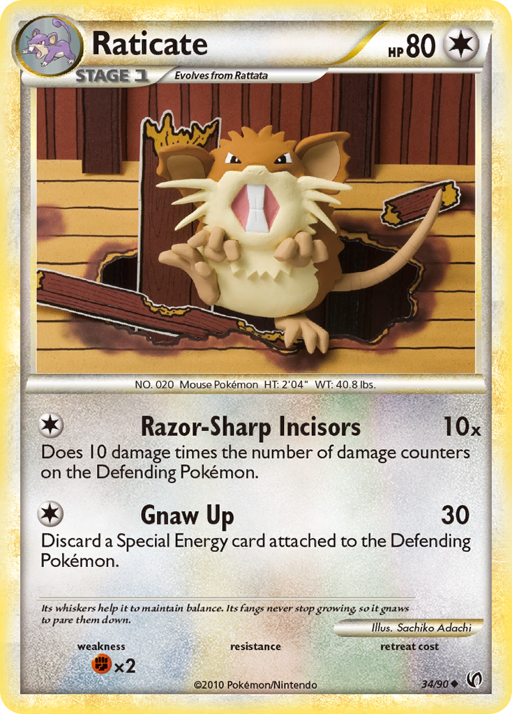 Raticate (34/90) [HeartGold & SoulSilver: Undaunted] | Card Merchant Takapuna