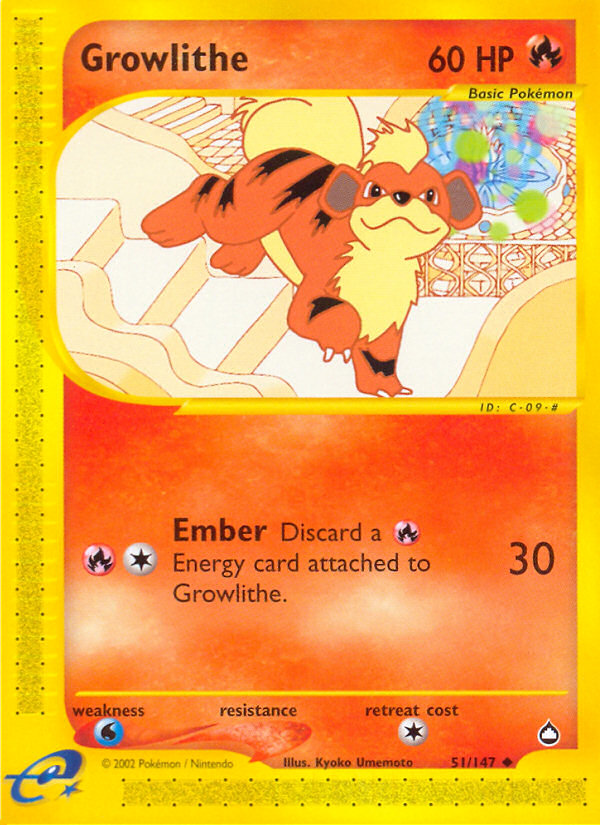 Growlithe (51/147) [Aquapolis] | Card Merchant Takapuna
