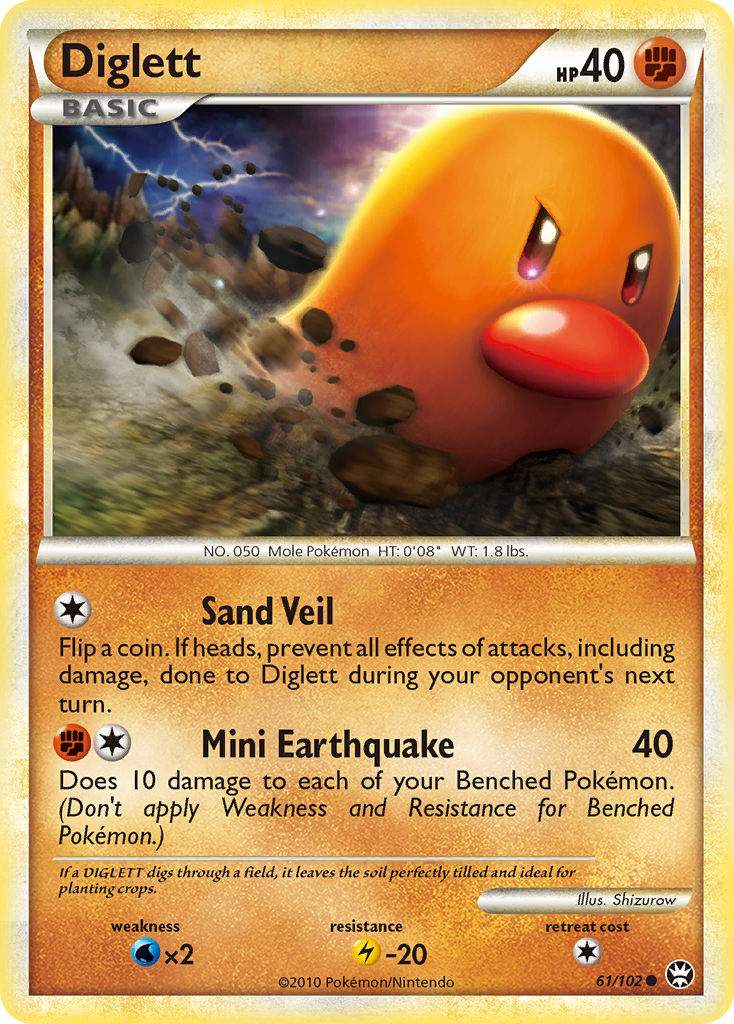 Diglett (61/102) [HeartGold & SoulSilver: Triumphant] | Card Merchant Takapuna