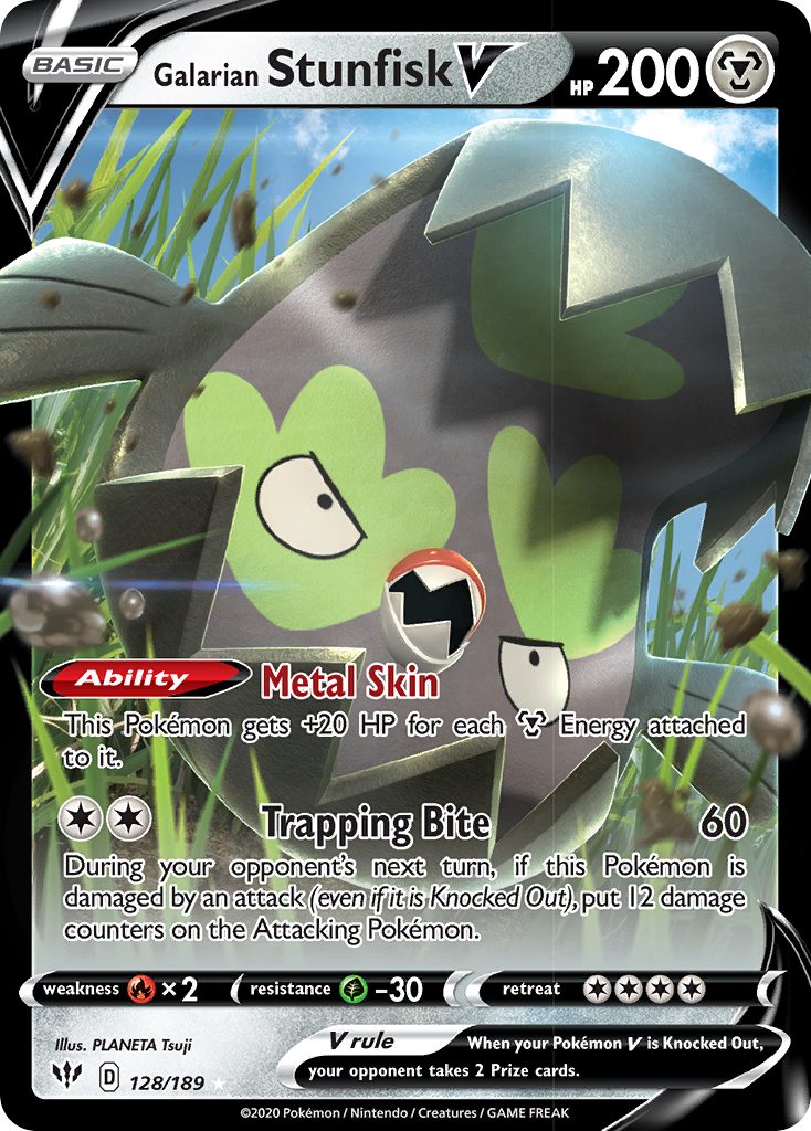 Galarian Stunfisk V (128/189) [Sword & Shield: Darkness Ablaze] | Card Merchant Takapuna