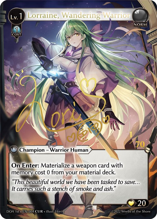 Lorraine, Wandering Warrior (CUR) (004) [Dawn of Ashes: 1st Edition] | Card Merchant Takapuna