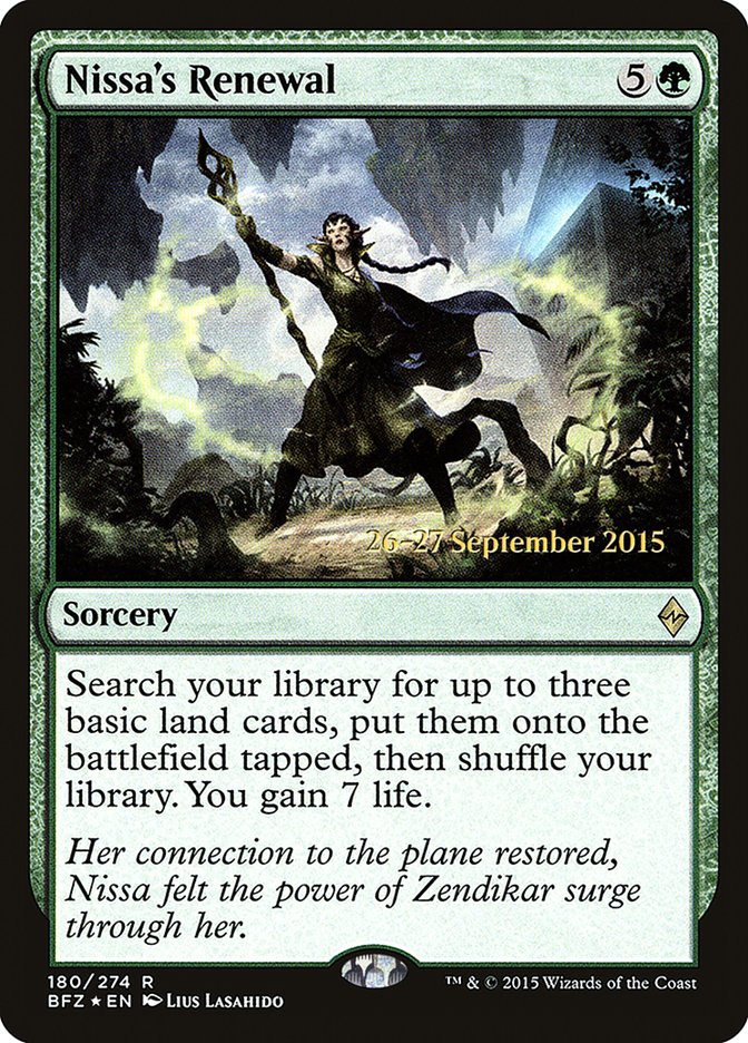 Nissa's Renewal [Battle for Zendikar Prerelease Promos] | Card Merchant Takapuna