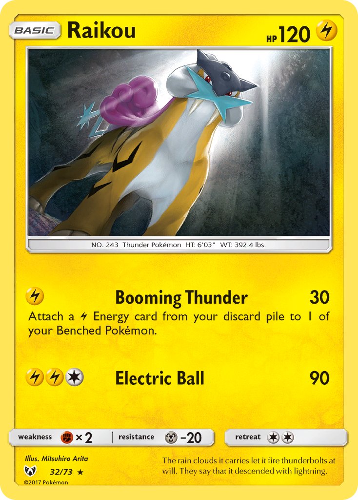 Raikou (32/73) (Lets Play, Pikachu Cracked Ice Holo) (Theme Deck Exclusive) [Sun & Moon: Shining Legends] | Card Merchant Takapuna