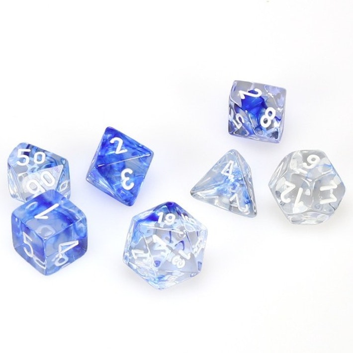 Nebula Dark Blue/White 7 Die-Set | Card Merchant Takapuna
