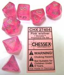 Borealis Pink w/silver Signature Polyhedral 7-Die Set | Card Merchant Takapuna