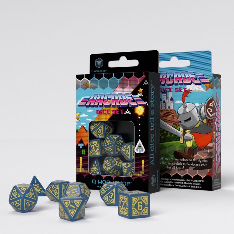 Arcade Blue & Yellow Dice Set 7 | Card Merchant Takapuna