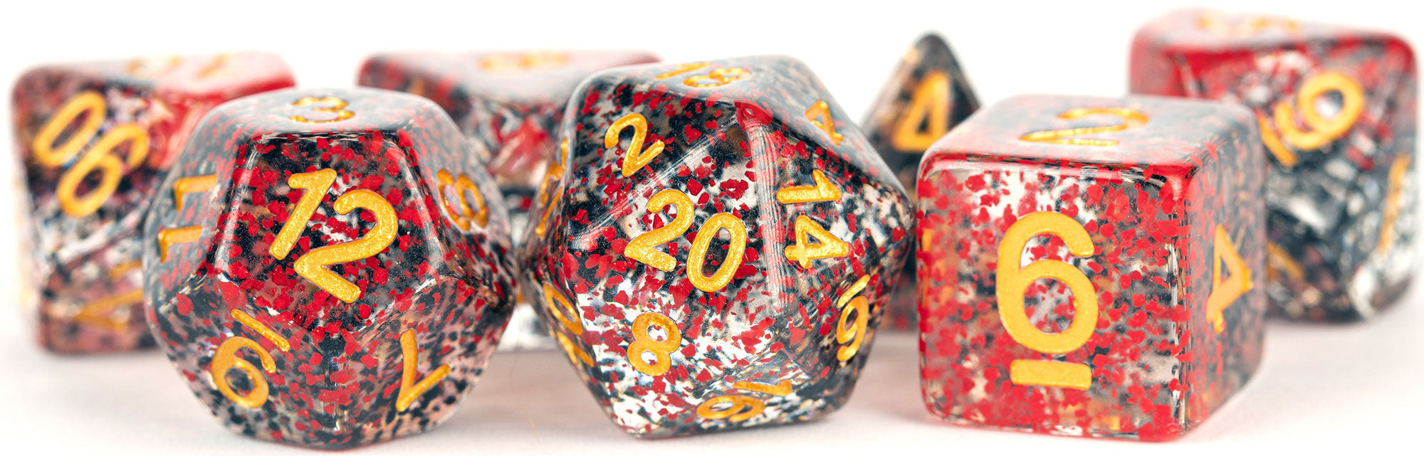 Resin Polyhedral Dice Set: Particle Dice- Red/Black | Card Merchant Takapuna