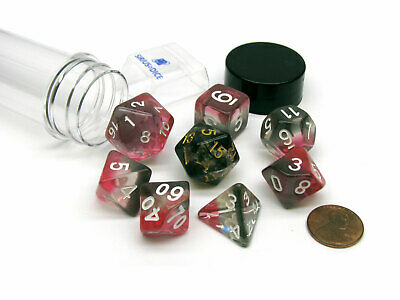 Dice Set - Pink, Clear, Black Resin | Card Merchant Takapuna