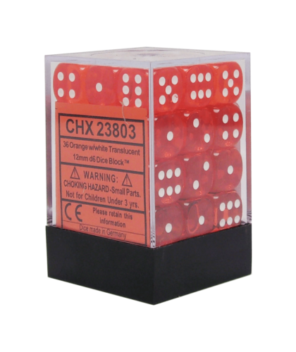 Chessex Dice Cube - Translucent Orange/white | Card Merchant Takapuna