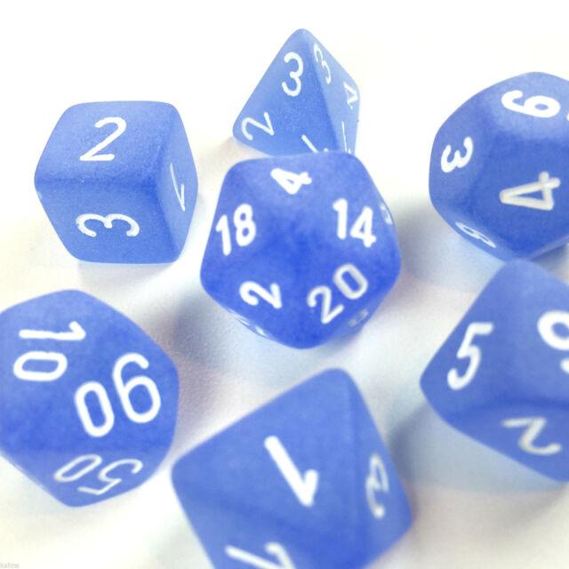 Chessex 7-Die Polyhedral Set - Frosted (Blue/White) | Card Merchant Takapuna