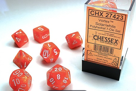 Chessex 7-Die Set - Vortex Solar/White | Card Merchant Takapuna